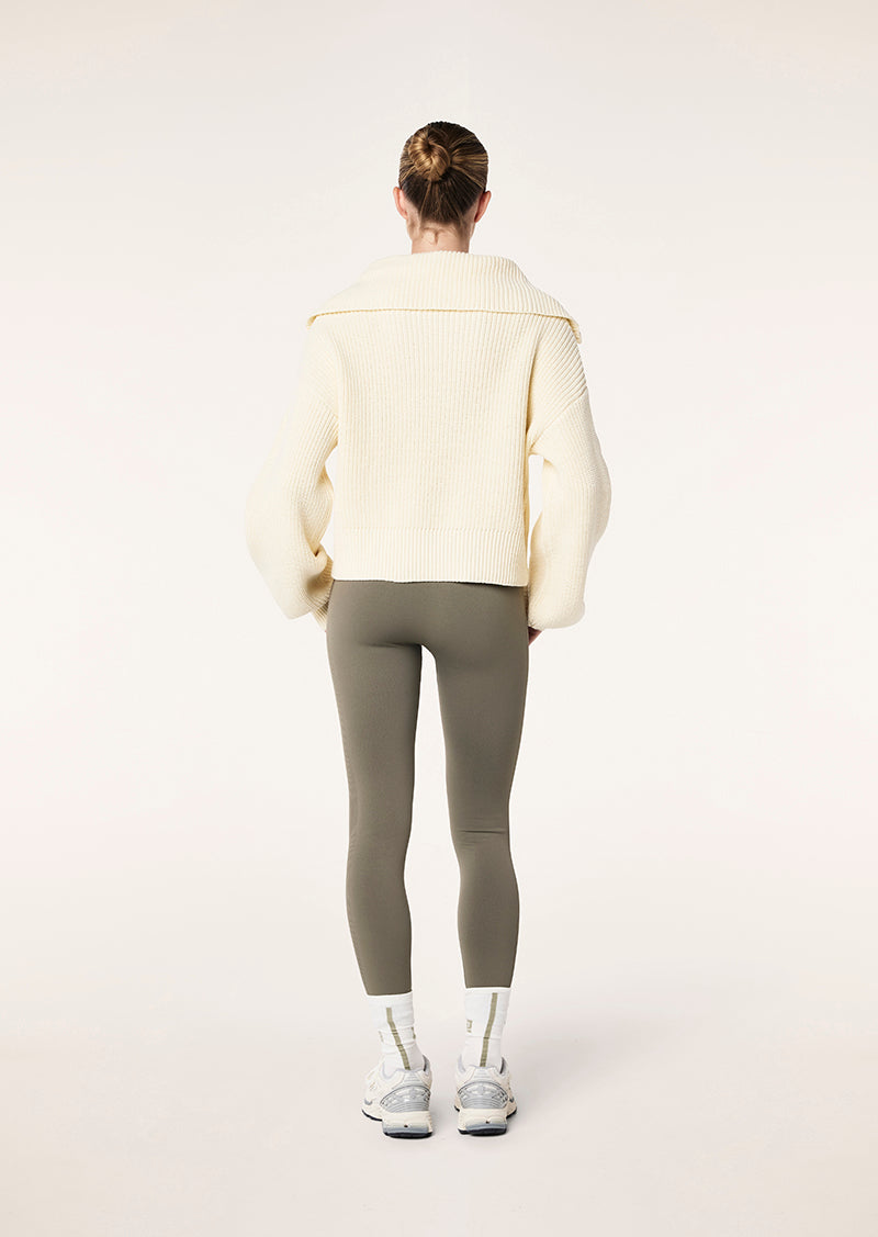 High Season Zip Neck Knit | Whisper White | P.E Nation