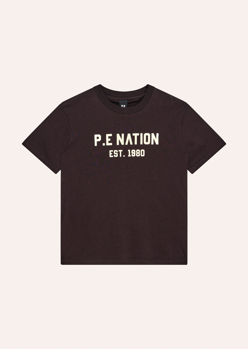 INFINITY RELAXED TEE IN BLACK BEAN BY P.E NATION, WOMEN'S ATHLEISURE RELAXED TEE