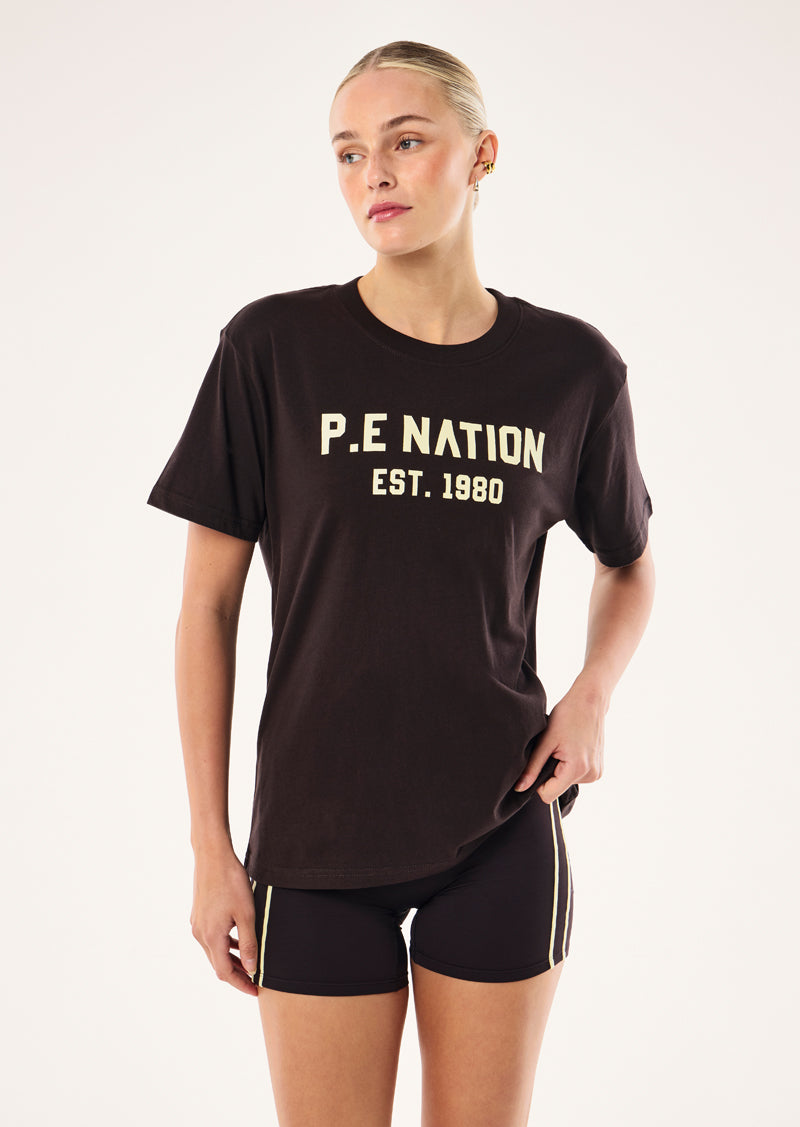 INFINITY RELAXED TEE IN BLACK BEAN BY P.E NATION
