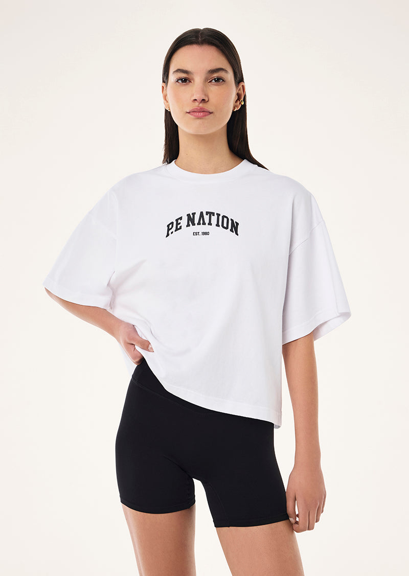 LEGACY CROP TEE IN WHITE