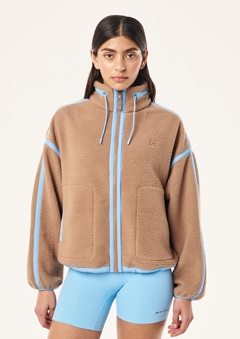 LENNON SHERPA JACKET IN CARAMEL BY P.E NATION, WOMEN'S SHERPA JACKETS