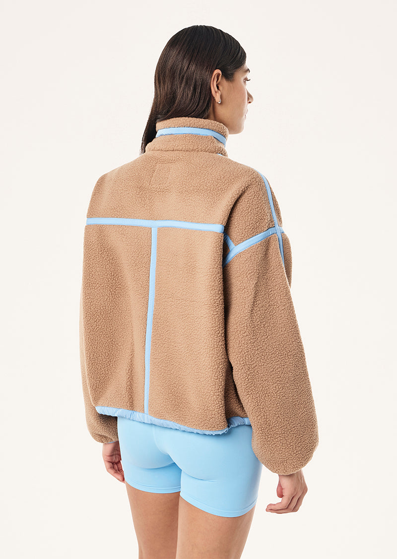 LENNON SHERPA JACKET IN CARAMEL BY P.E NATION, WOMEN'S SHERPA JACKETS