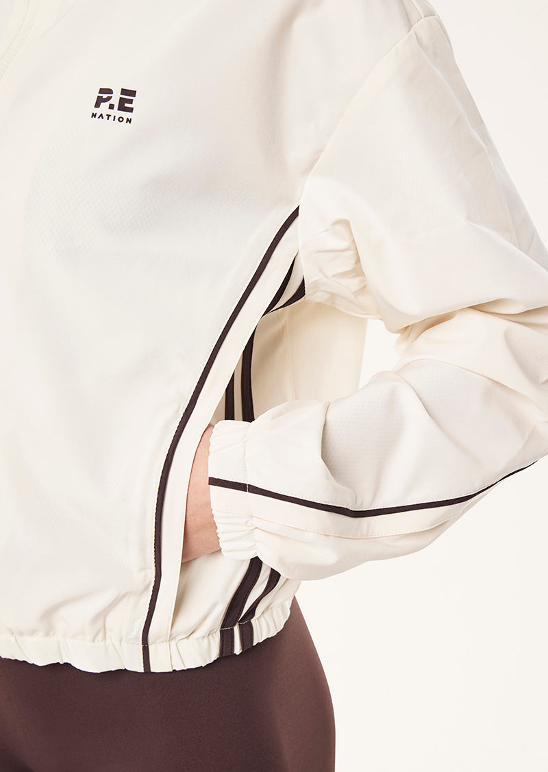 LINEAR JACKET IN WHISPER WHITE BY P.E NATION, WOMEN'S RUNNING JACKETS
