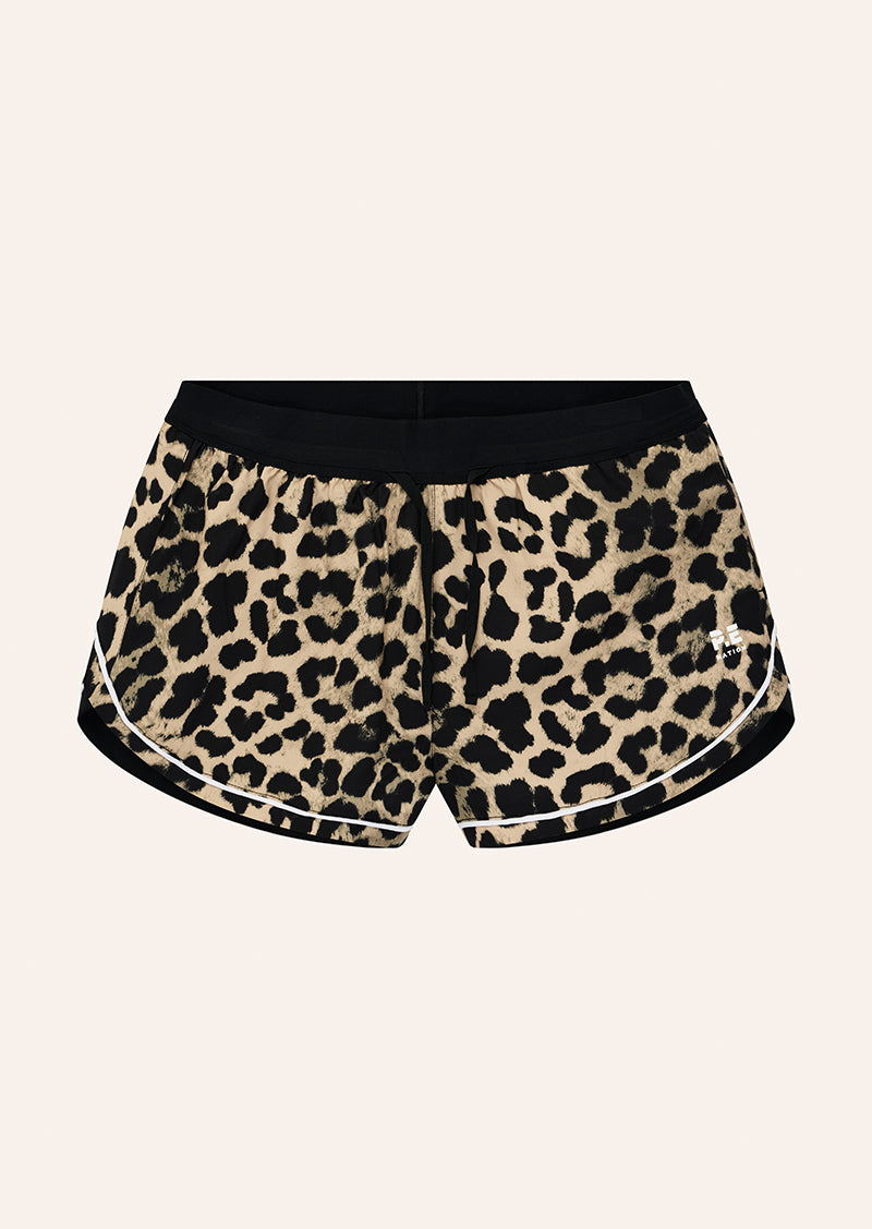 Linear Short in Leopard & Blck by P.E Nation, Women's Athleisure Running Shorts