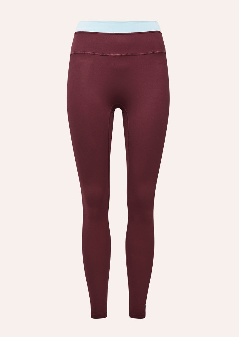 LUMINA FULL LENGTH LEGGING IN BURGUNDY & SKY BLUE