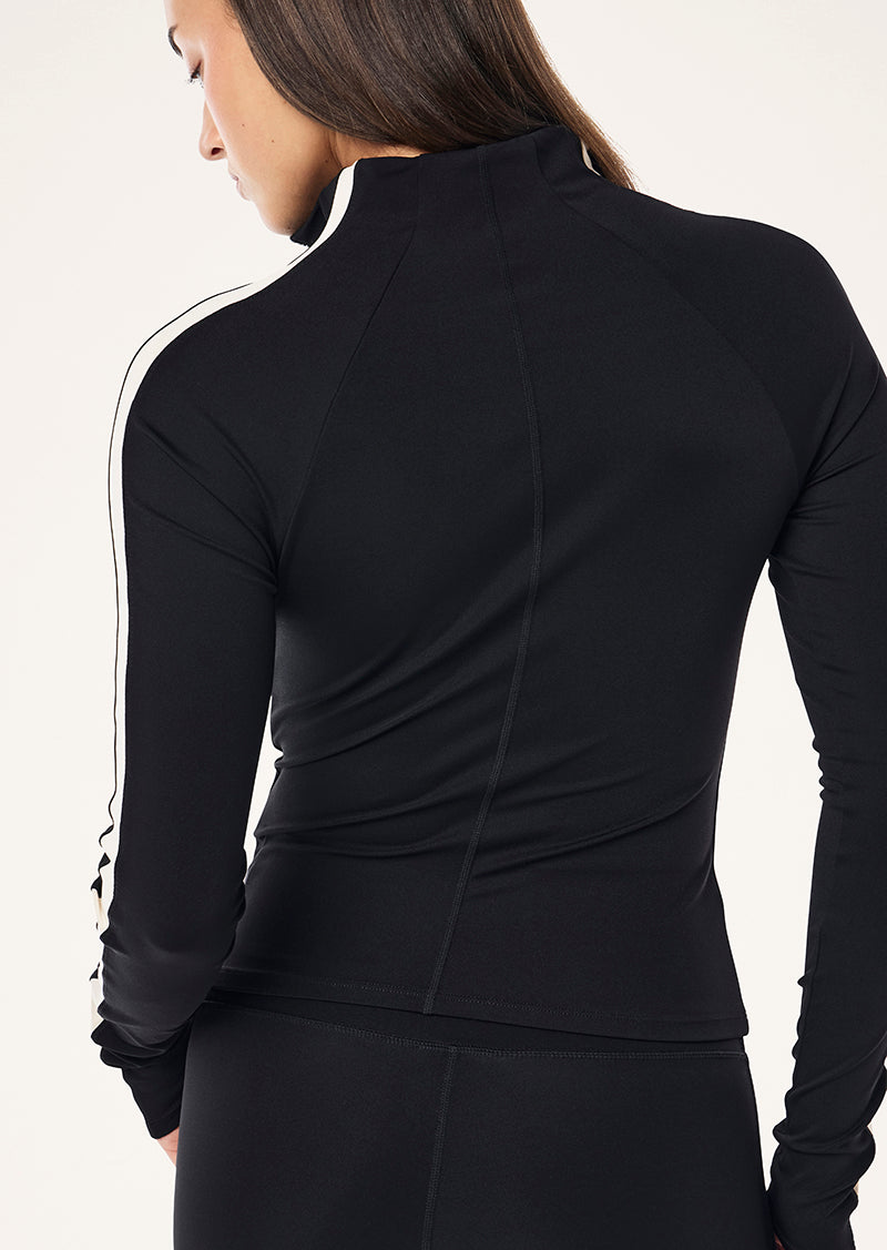 NIGHTFALL QUARTER ZIP LONG SLEEVE TOP IN BLACK & CLOUD