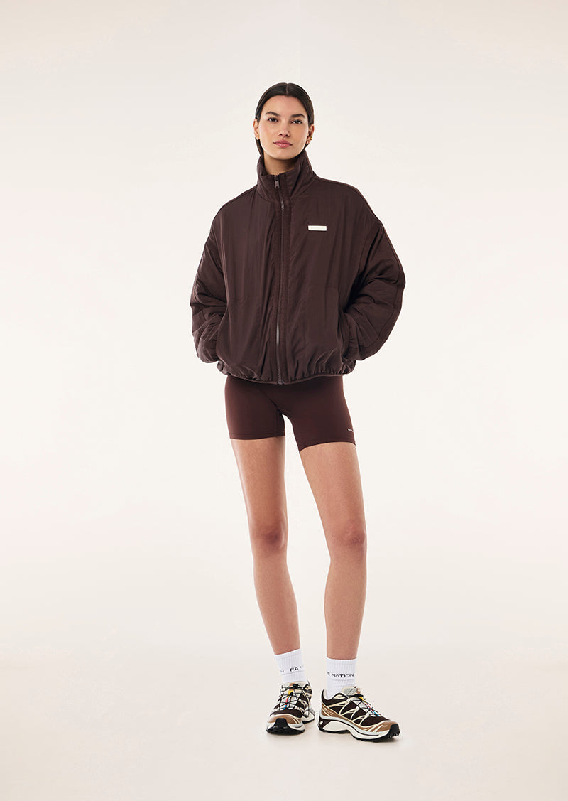 OFF SET JACKET IN MAHOGANY