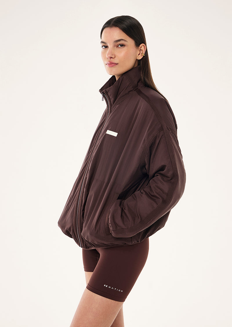OFF SET JACKET IN MAHOGANY