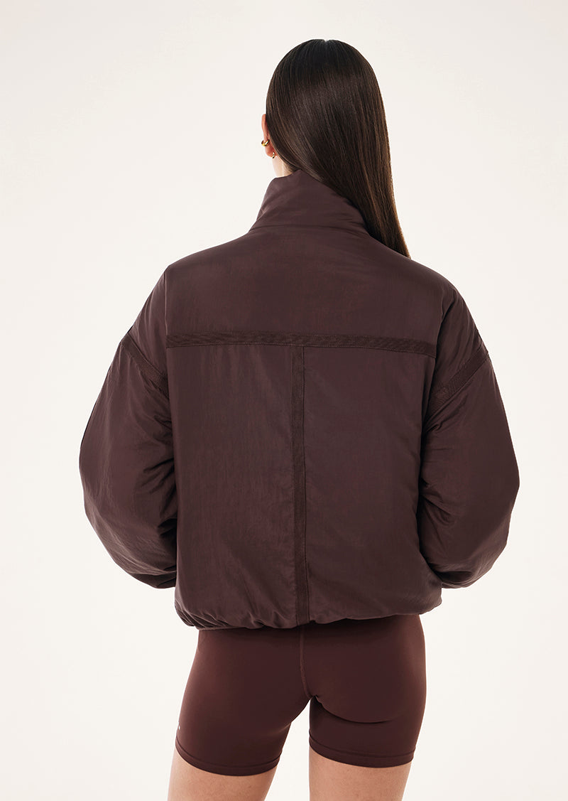 OFF SET JACKET IN MAHOGANY