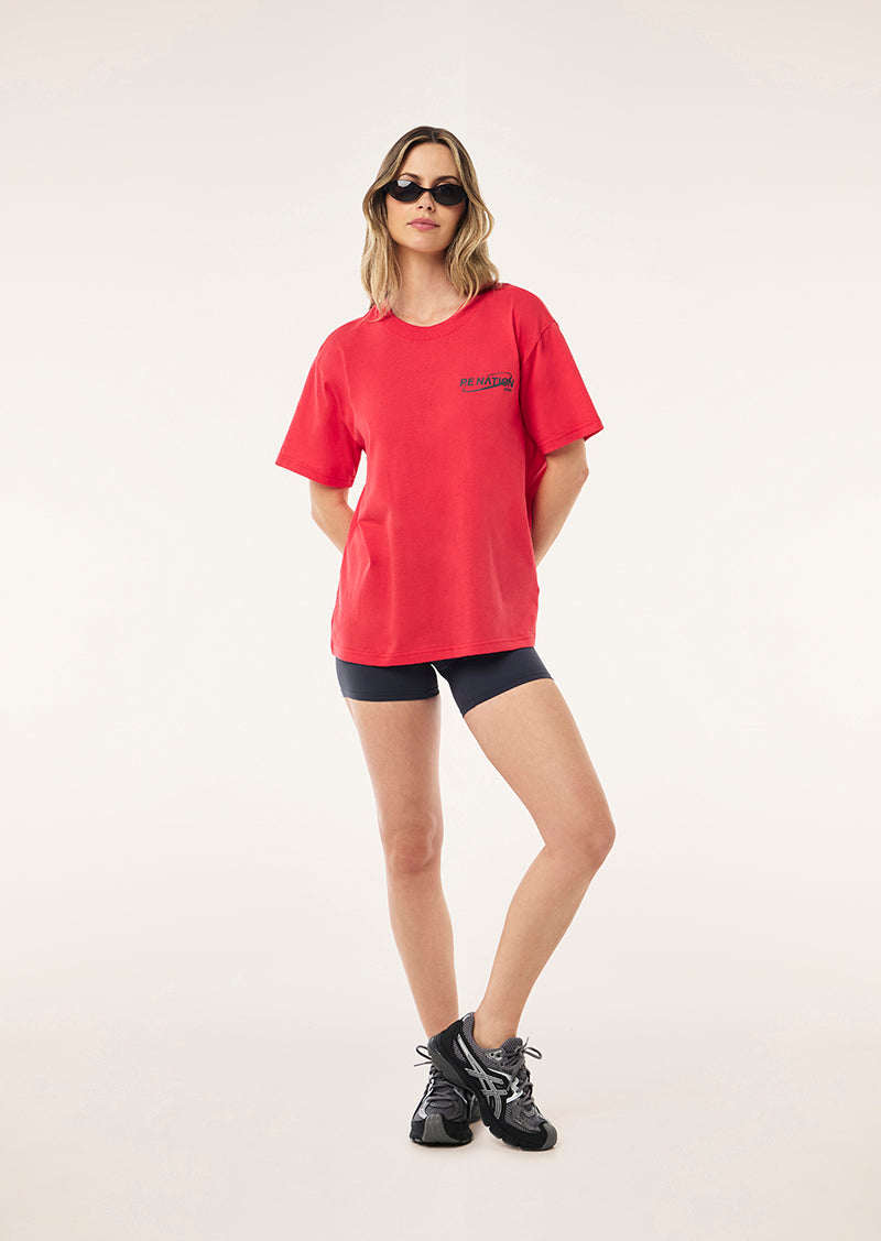 ORBIT RELAXED TEE IN STRAWBERRY