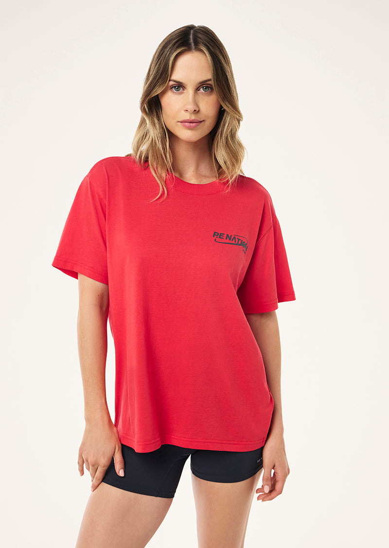 ORBIT RELAXED TEE IN STRAWBERRY