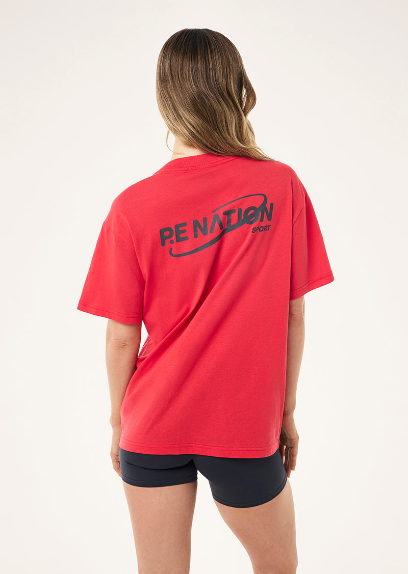 ORBIT RELAXED TEE IN STRAWBERRY