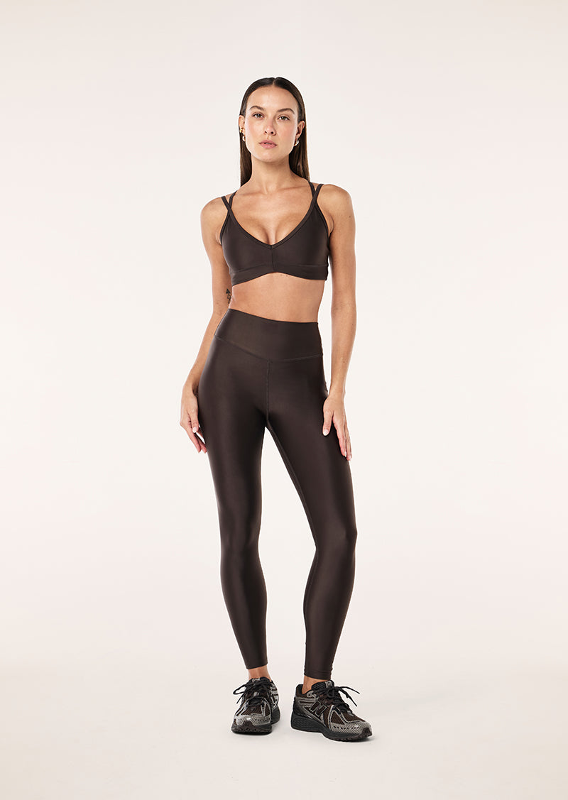 PARAMOUNT SPORTS BRA IN COFFEE SHINE BY P.E NATION, WOMEN'S ATHLEISURE SPORTS BRA