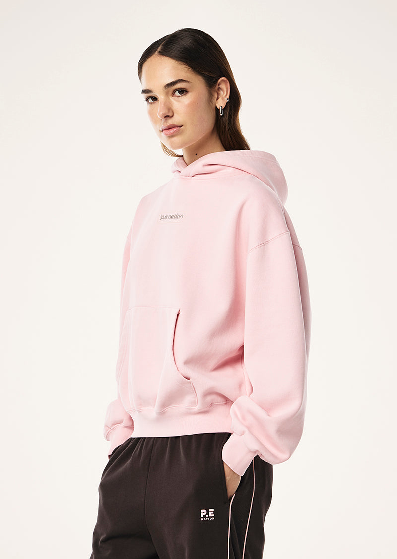 PEAK HOODIE IN CHALK PINK BY P.E NATION, WOMENS ATHLEISURE HOODIE LOUNGEWEAR PINK