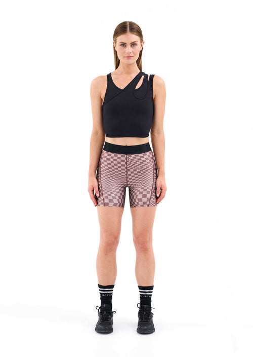 VOYAGER BIKE SHORT IN CHECK PRINT