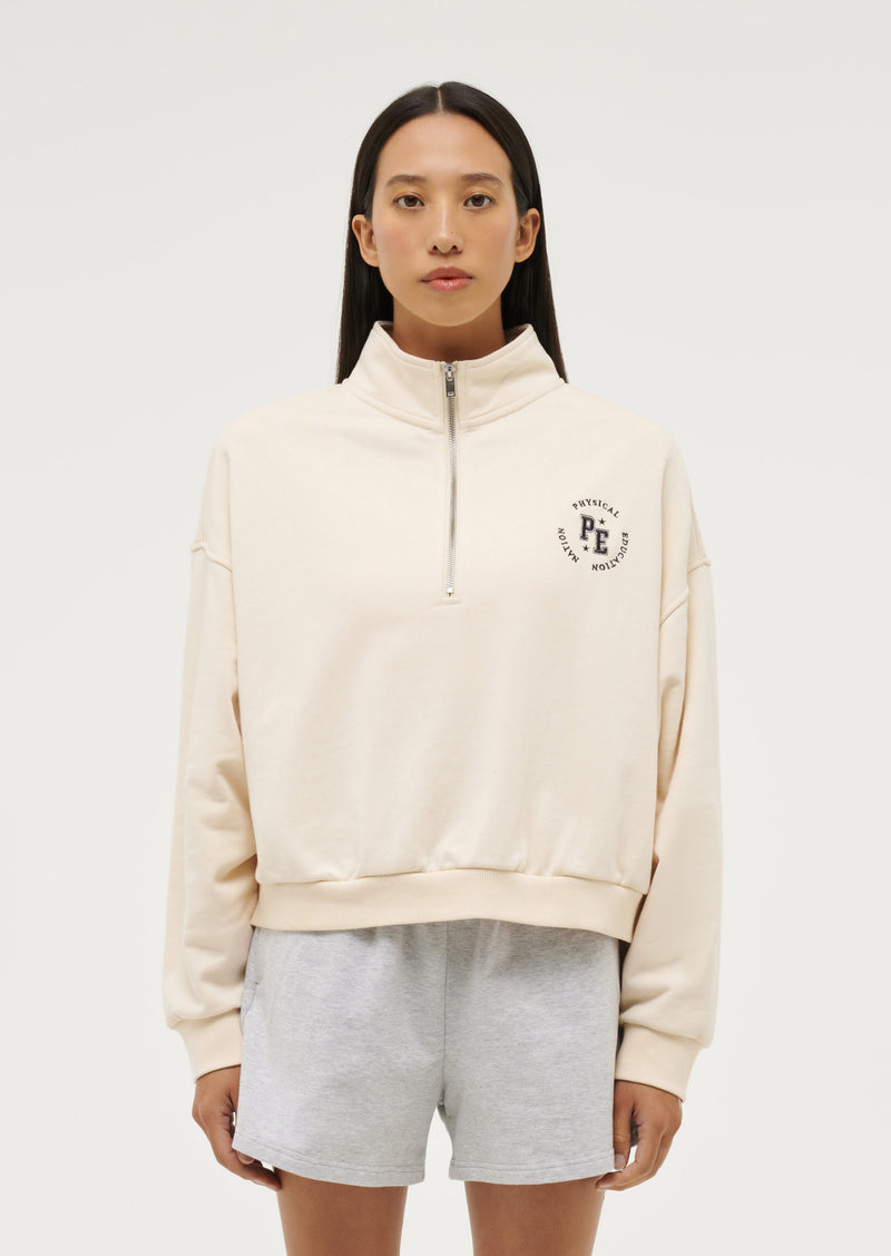 PHYSICAL ZIP THRU SWEAT IN PEARLED IVORY