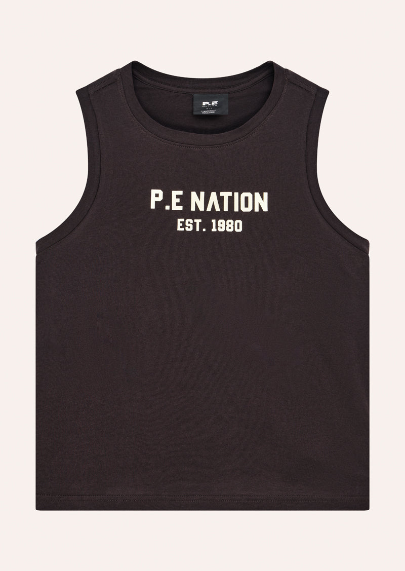 PHANTOM TANK IN BLACKBEAN BY P.E NATION, WOMEN'S ATHLEISURE GYM TANKS