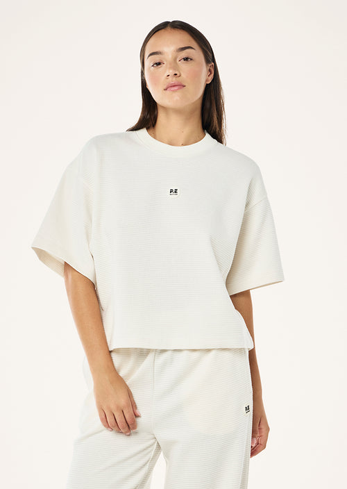 PRINTEMPS WAFFLE CROP TEE IN WHISPER WHITE