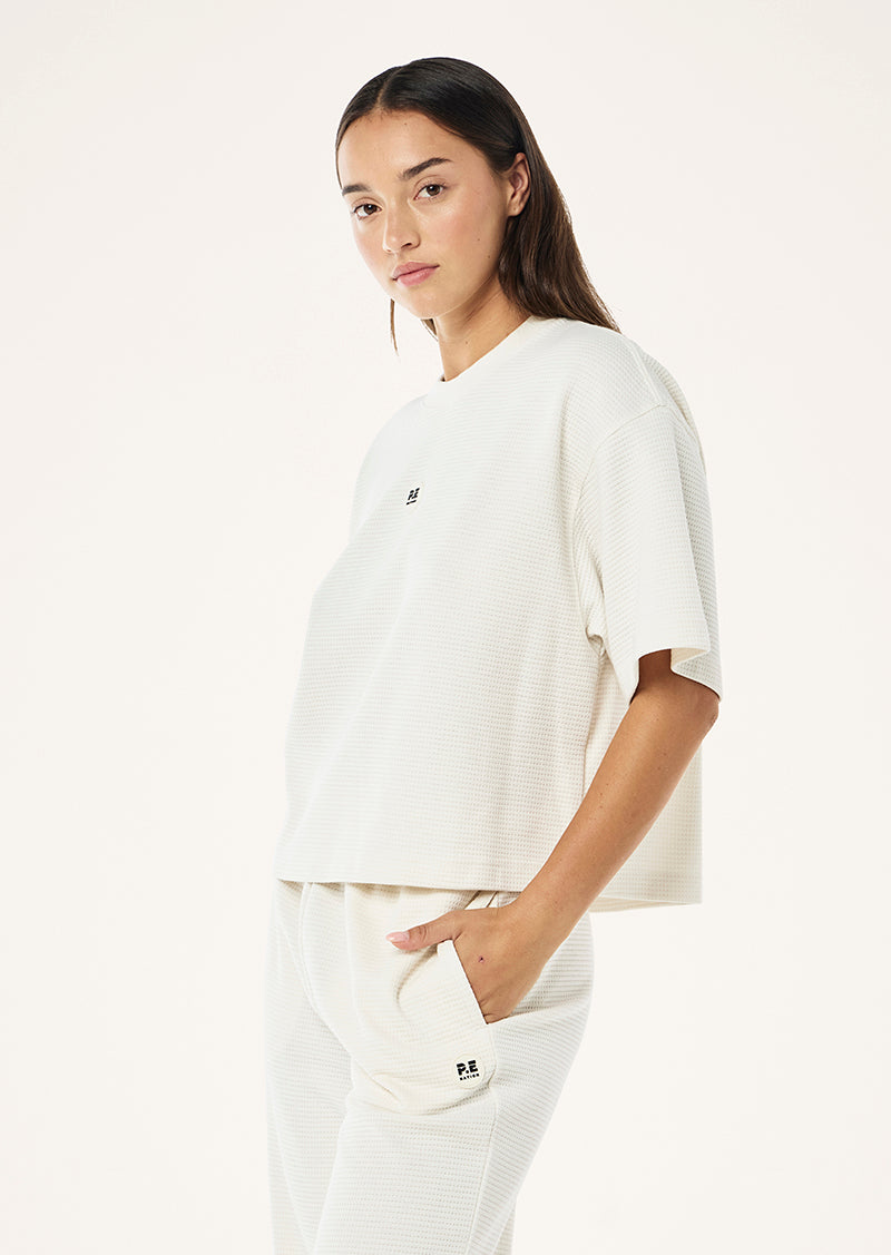 PRINTEMPS WAFFLE CROP TEE IN WHISPER WHITE