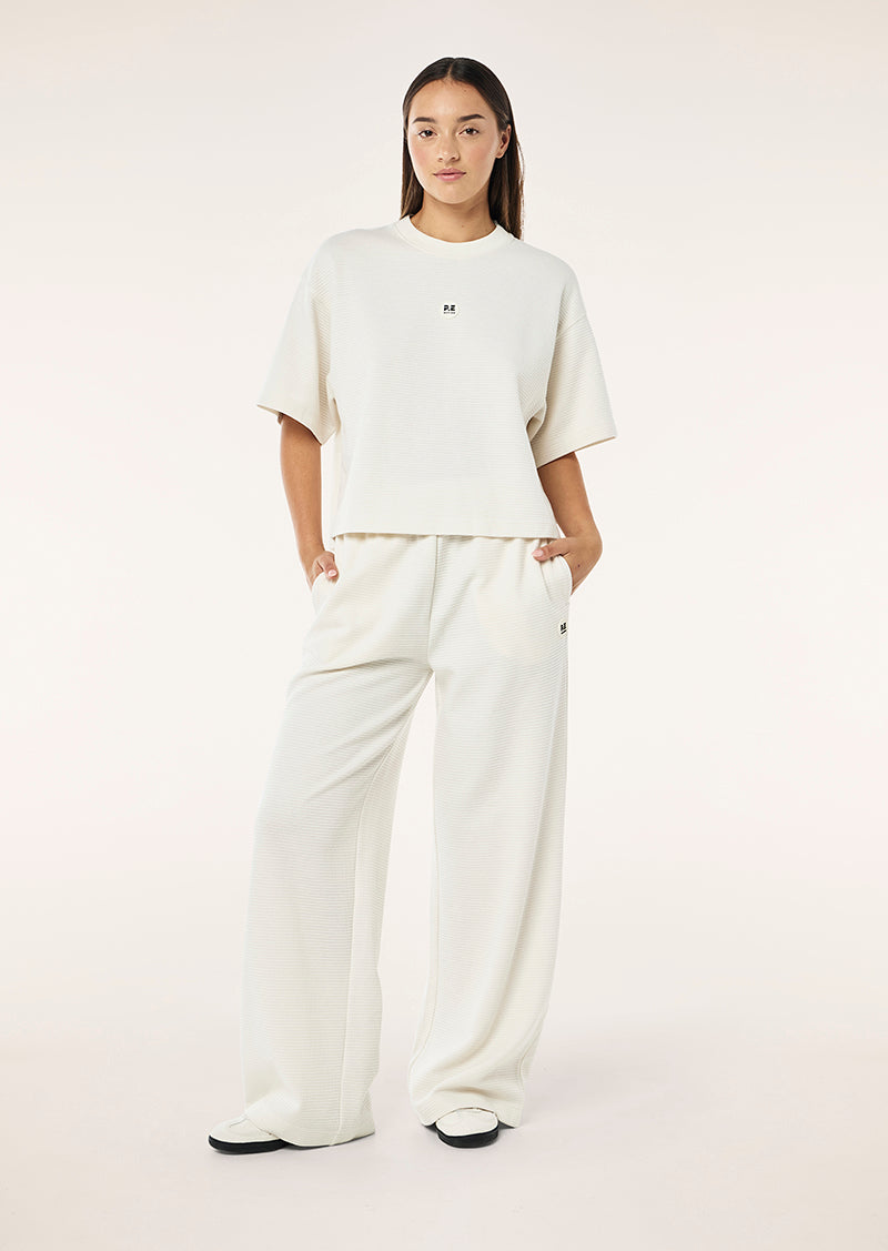 PRINTEMPS WAFFLE CROP TEE IN WHISPER WHITE