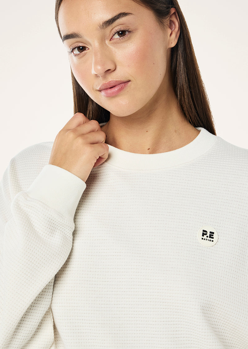 PRINTEMPS WAFFLE SWEAT IN WHISPER WHITE