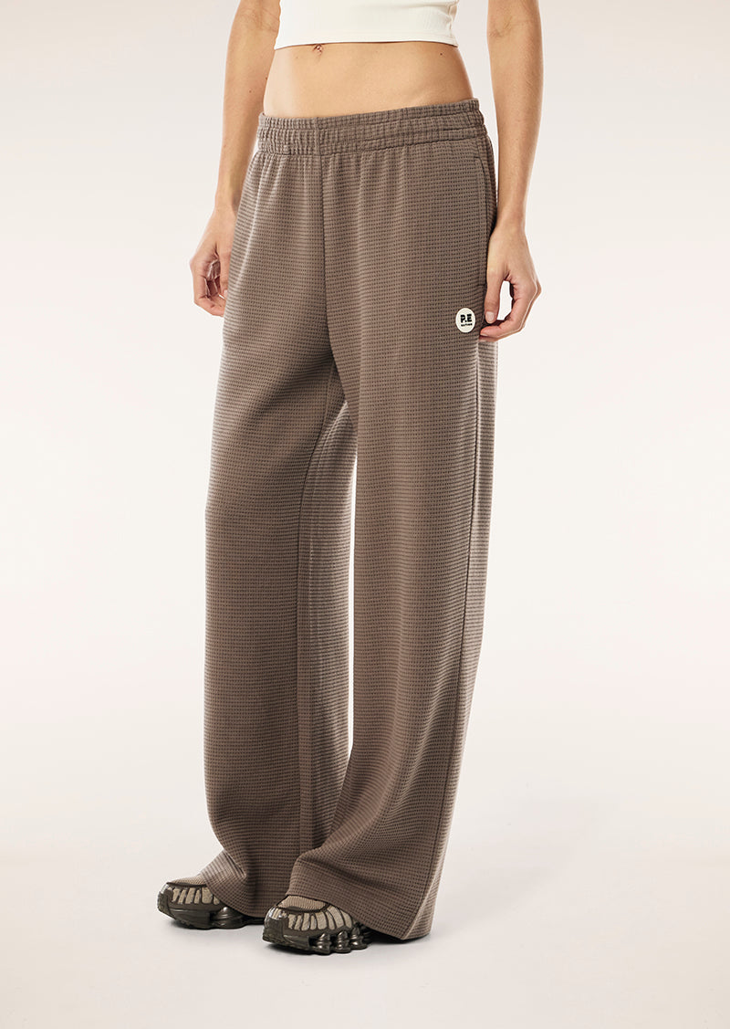 PRINTEMPS ZIP THROUGH IN WALNUT BY P.E NATION, WOMENS ATHLEISURE LOUNGEWEAR WAFFLE HOODIE BROWN