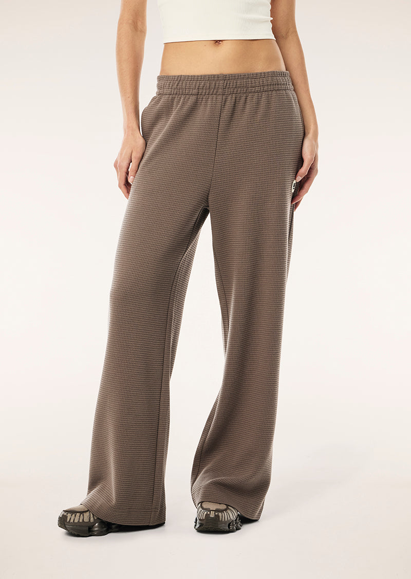 PRINTEMPS ZIP THROUGH IN WALNUT BY P.E NATION, WOMENS ATHLEISURE LOUNGEWEAR WAFFLE HOODIE BROWN