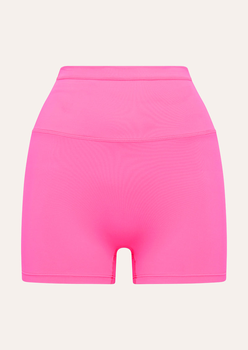 RADAR 3 INCH BIKE SHORT IN KNOCKOUT PINK BY P.E NATION WOMENS ATHLEISURE BIKE SHORTS