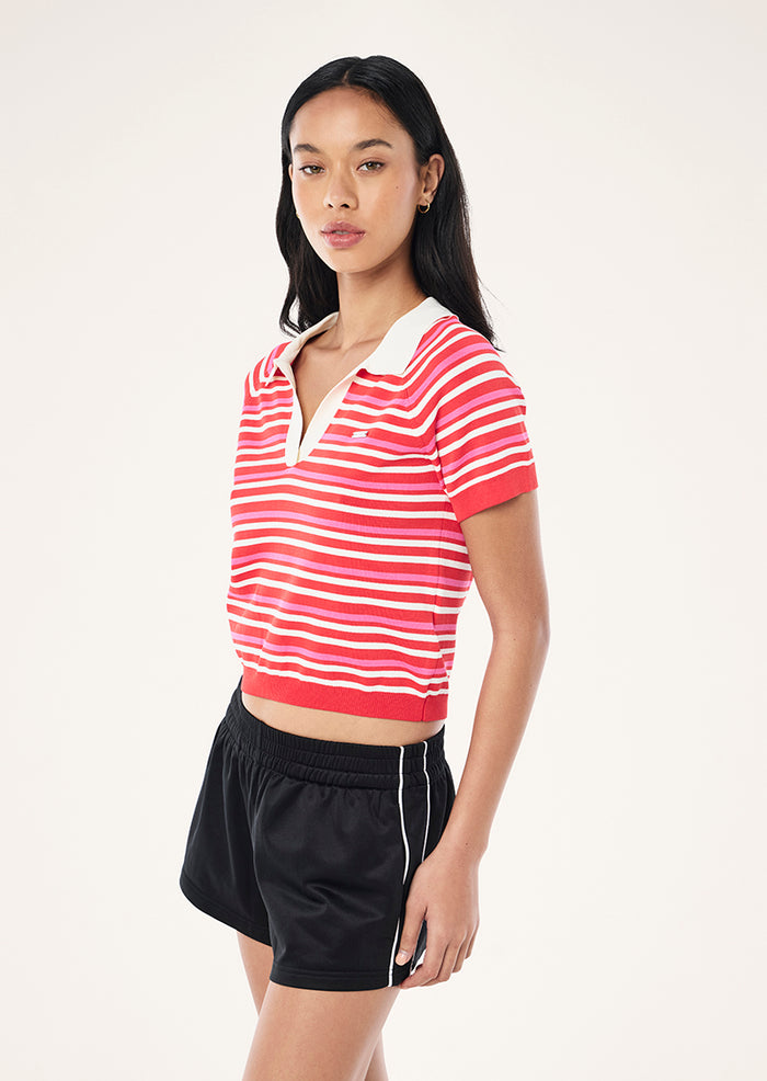 Radial Knit Polo | Strawberry Stripe | P.E Nation
