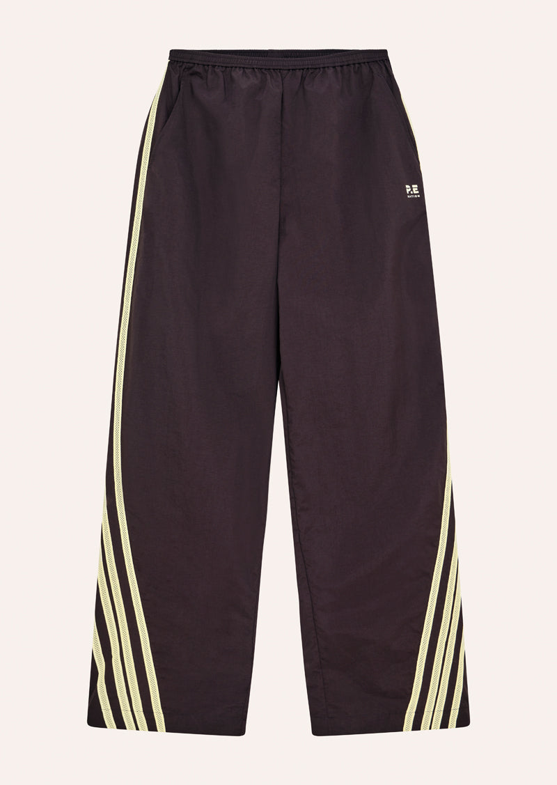 RADIUS PANT IN BLACK BEAN AND SOFT YELLOW BY P.E NATION, WOMEN'S TRACKPANT
