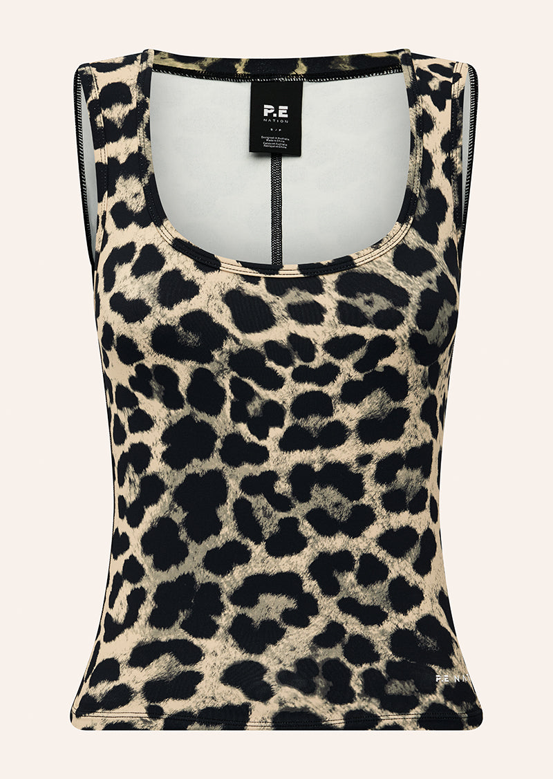 Refine Scoop Tank in Leopard Print by P.E Nation, Women's Athleisure Tanks
