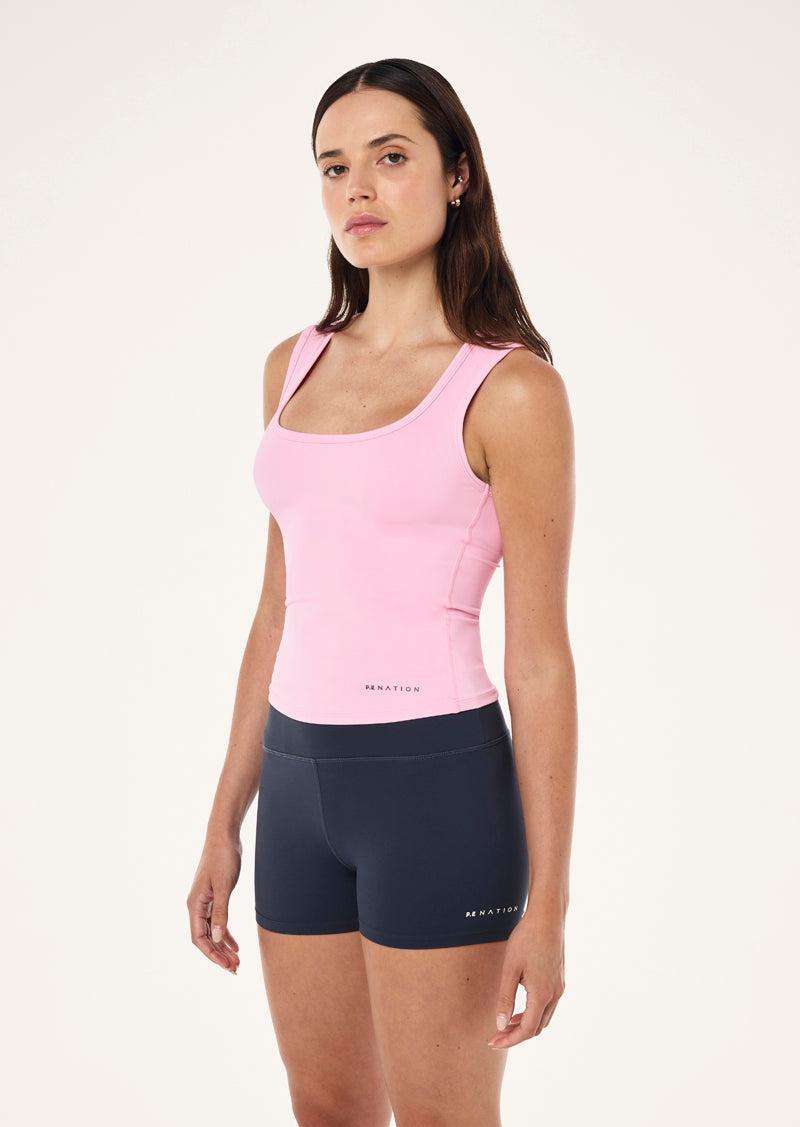 REFINE SCOOP TANK IN PRISM PINK BY P.E NATION, WOMEN'S ATHLEISURE TANKS