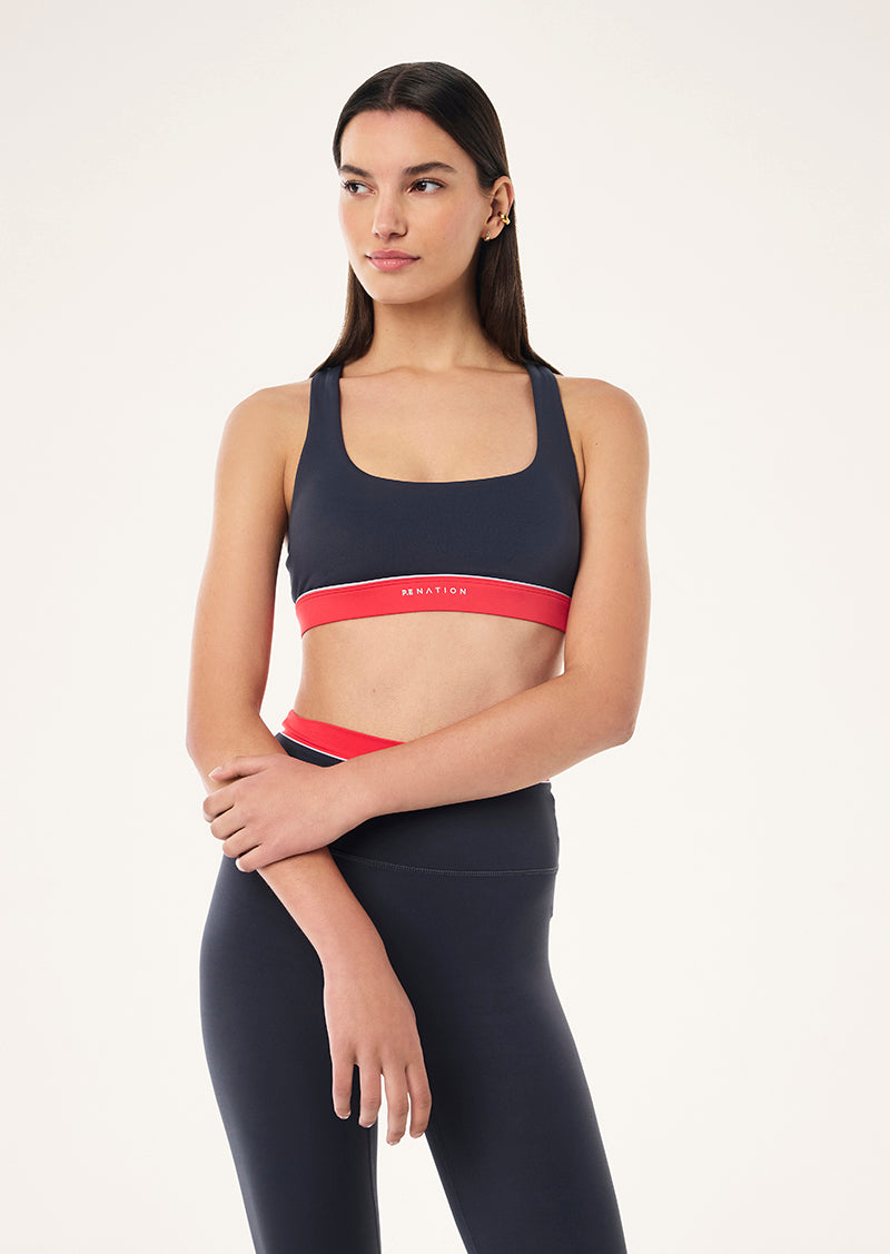 REFLECT SPORTS BRA IN MARINE BLUE