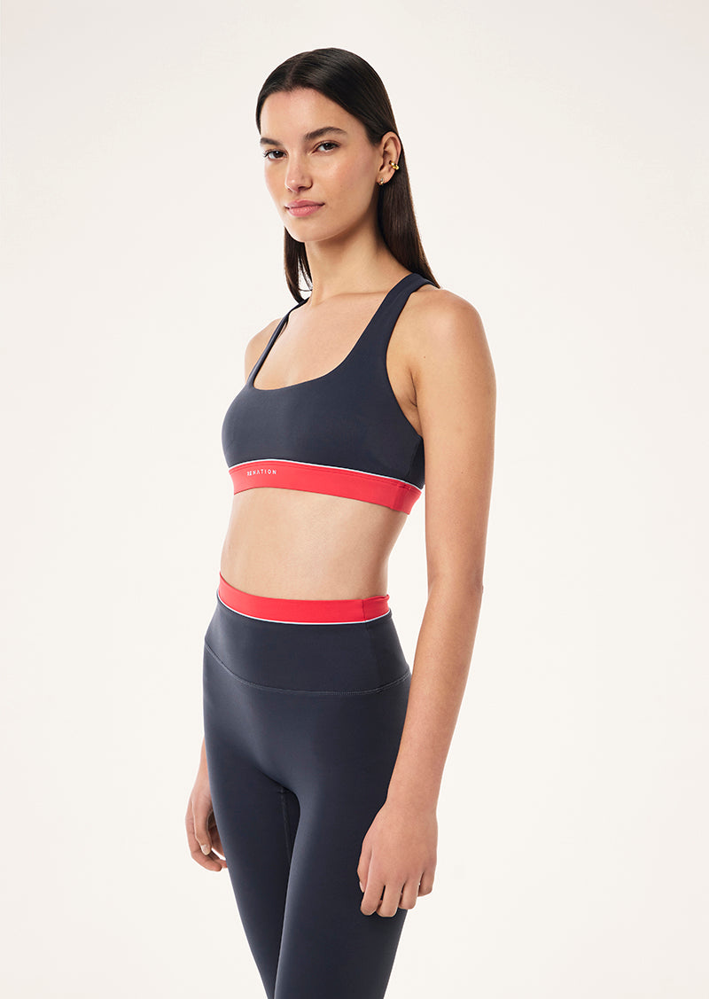 REFLECT SPORTS BRA IN MARINE BLUE