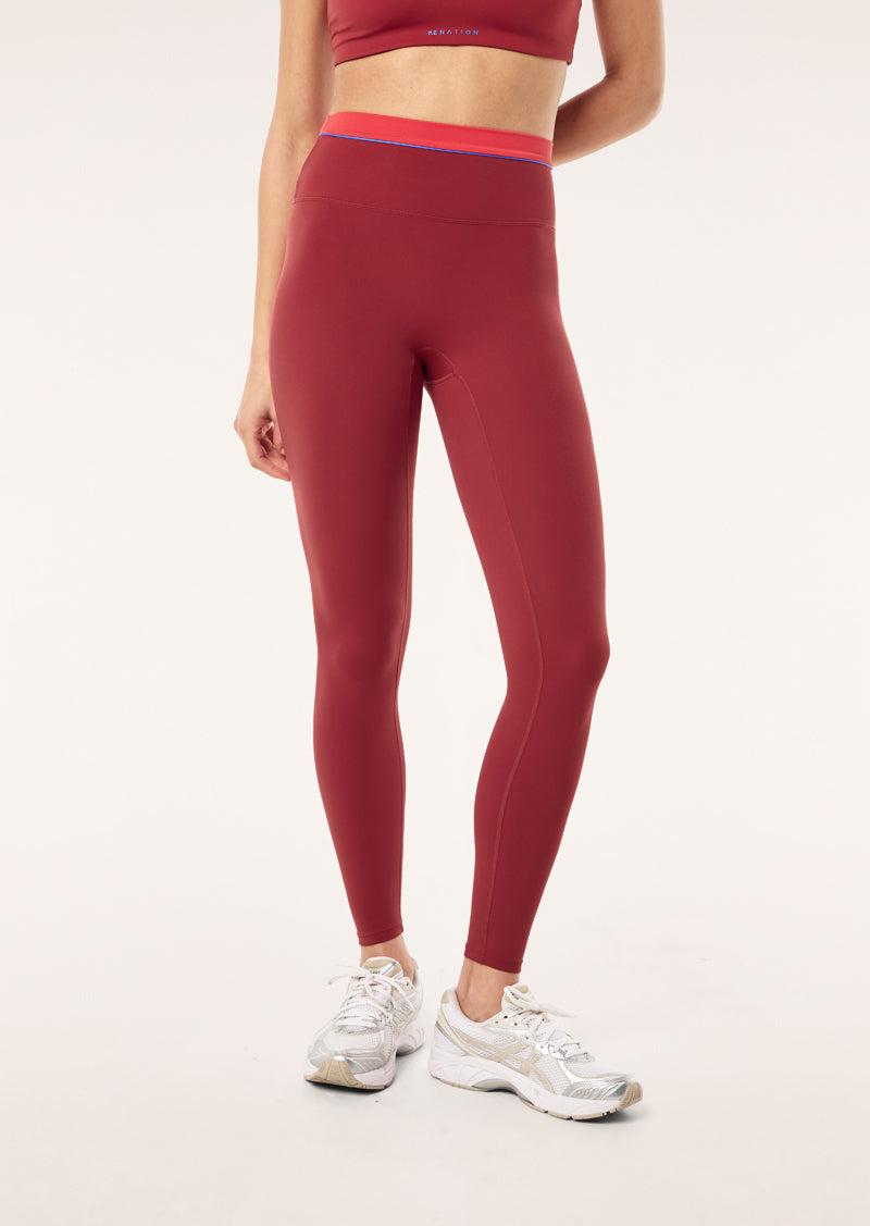 REFLECT FULL LENGTH LEGGING IN CHERRY & STRAWBERRY BY P.E NATION, WOMEN'S PILATES LEGGINGS
