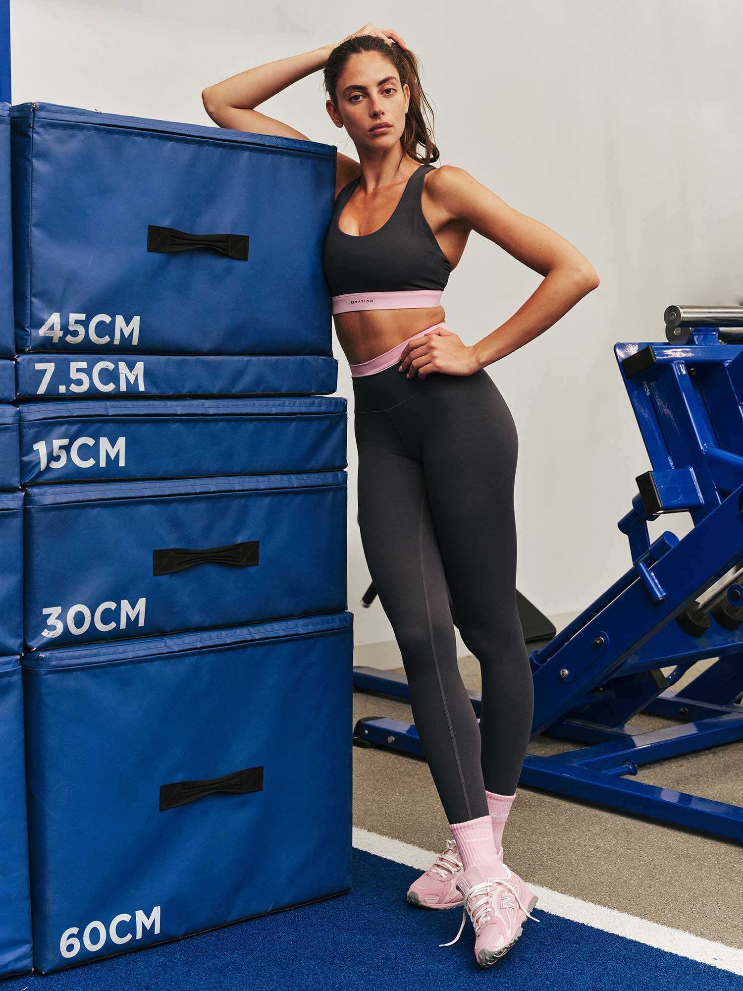 LUMIFY FULL LENGTH LEGGING IN MARINE BLUE AND PRISM PINK BY P.E NATION, WOMEN'S ATHLEISURE LEGGINGS