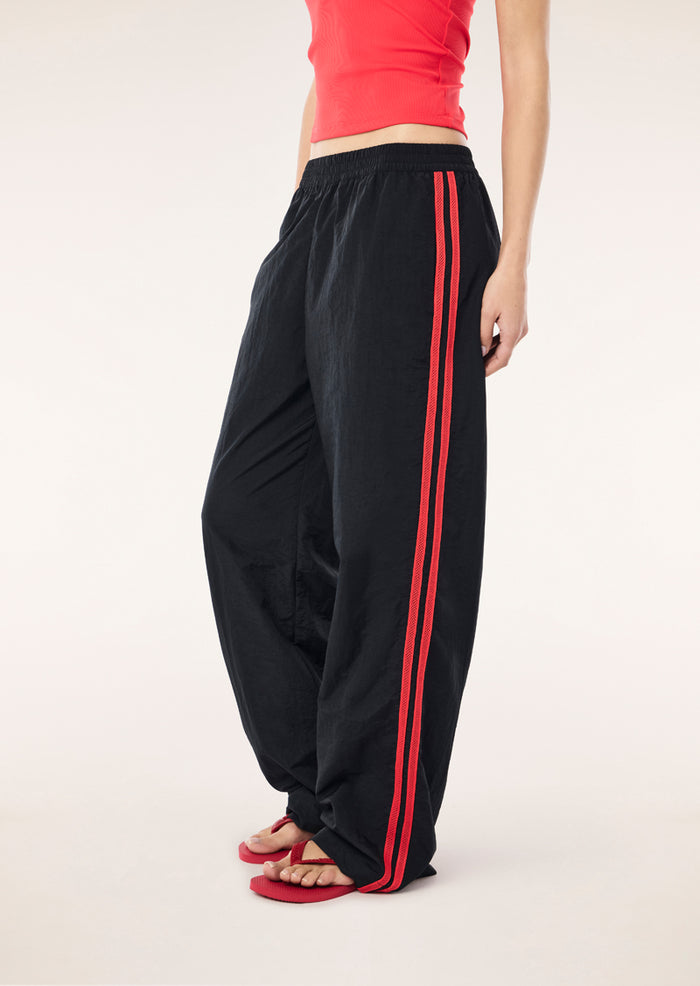 Relay Spray Track Pant | Black & Strawberry | P.E Nation