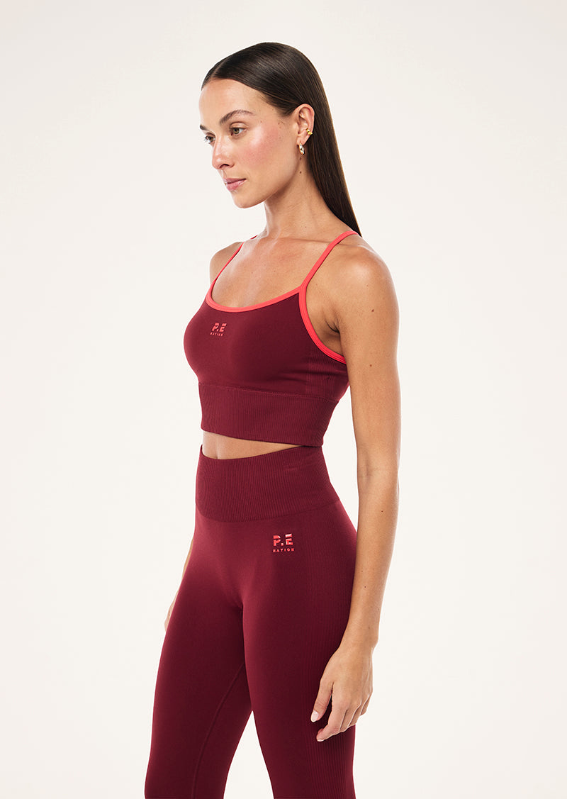 RELEASE SEAMLESS TANK IN CABERNET & STRAWBERRY BY P.E NATION, WOMEN'S ATHLEISURE TANKS