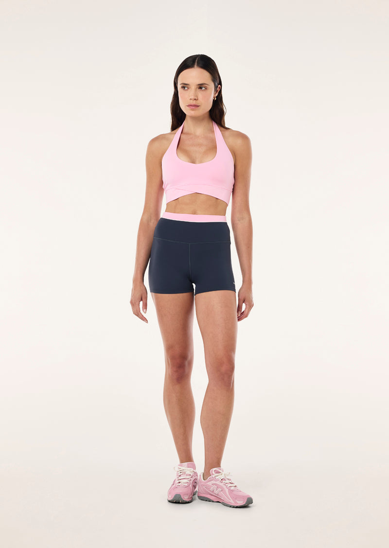 RESET HALTER IN PRISM PINK BY P.E NATION, WOMEN'S ATHLEISURE SPORTS BRA