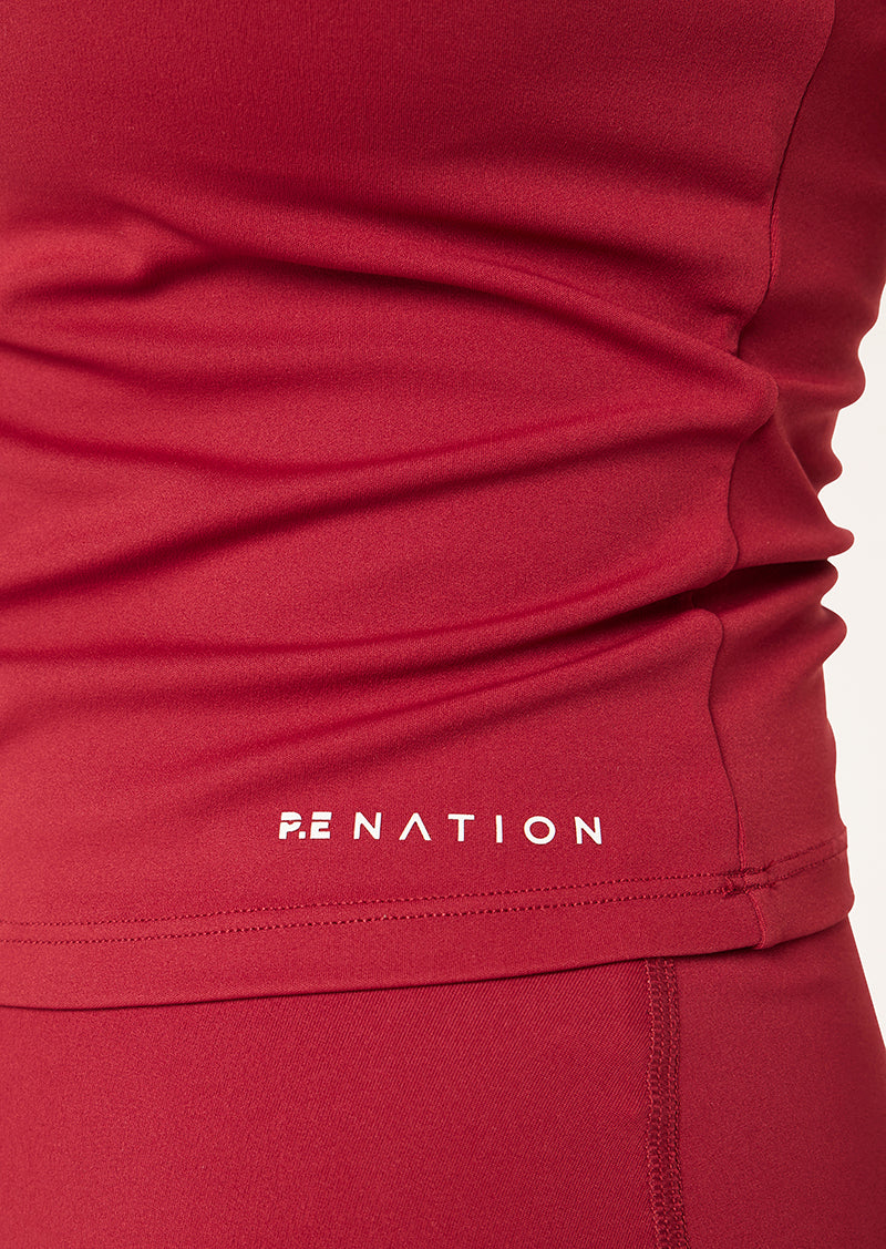 Reset Halter Tank in Cherry by P.E Nation, Women's Athleisure Halter Tanks