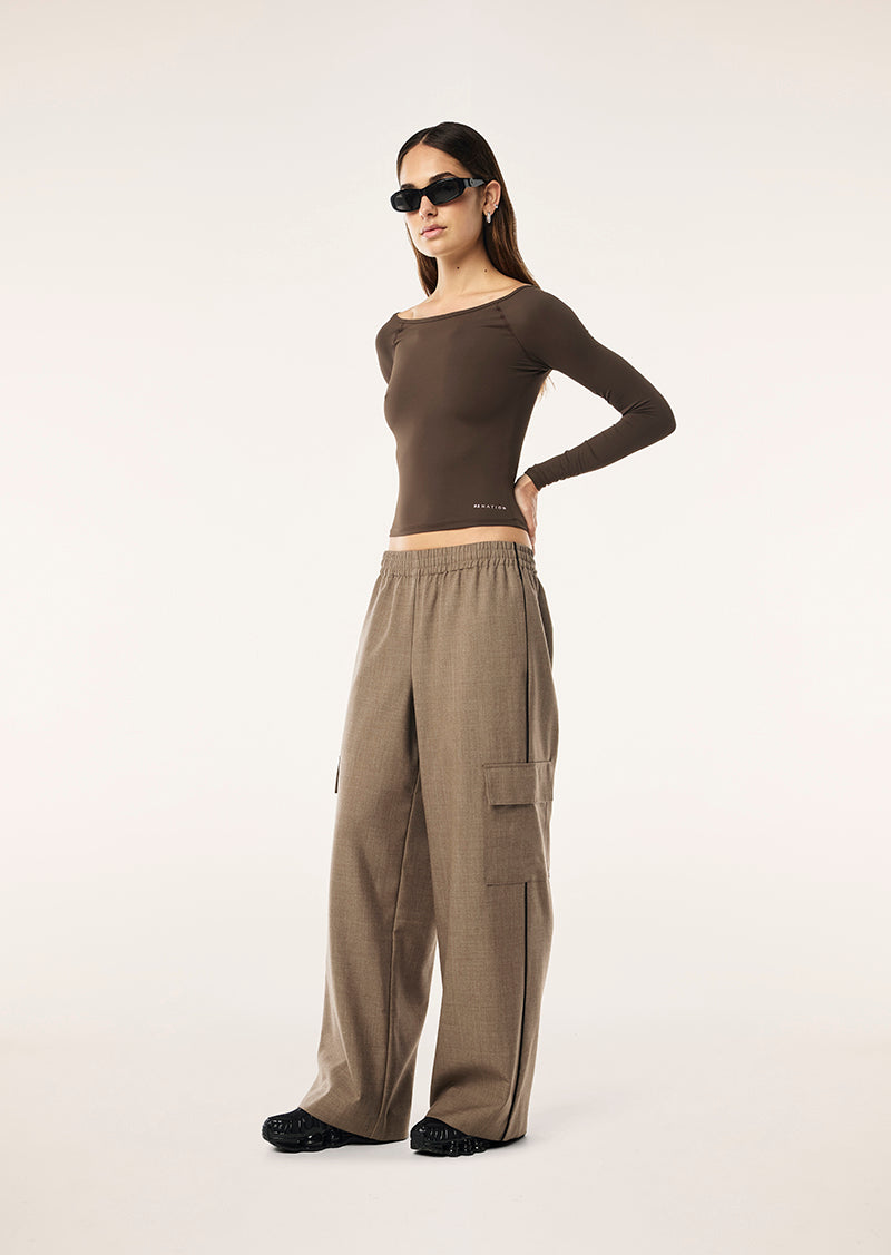 RESIDENCY PANT IN WALNUT BY P.E NATION, WOMENS STREETWEAR SUITING PANT BROWN
