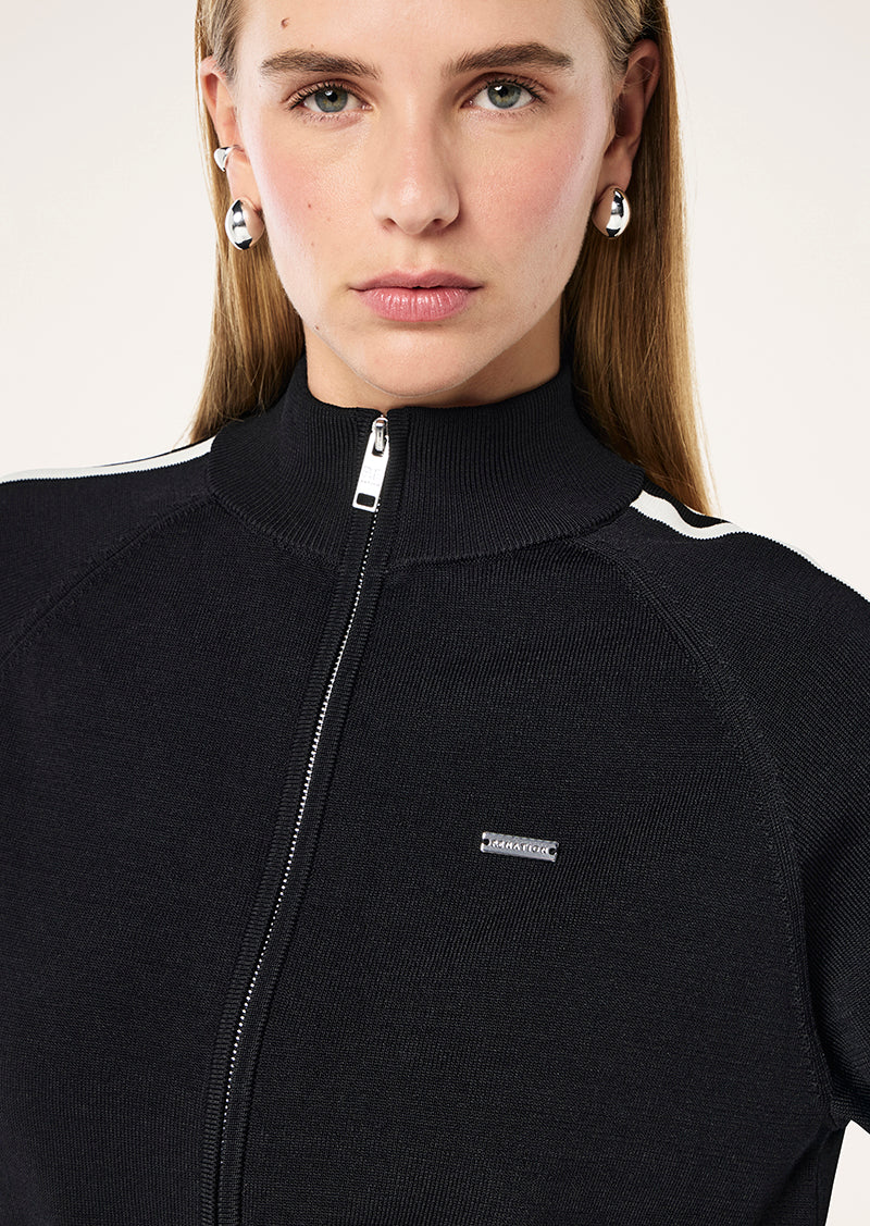 Retreat Knit Jacket in Black & Whisper White by P.E Nation, Women's Athleisure Knit Jackets