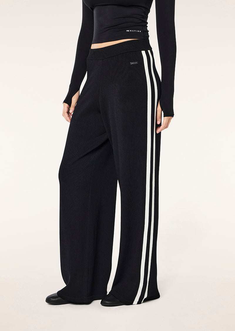 Retreat Knit Pant in Balck & Whisper White by P.E Nation, Women's Athleisure Knit Pants