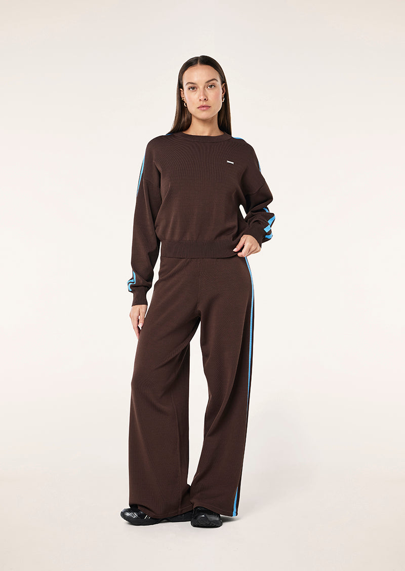 RETREAT KNIT PANT IN COFFEE & MARINE BLUE BY P.E NATION