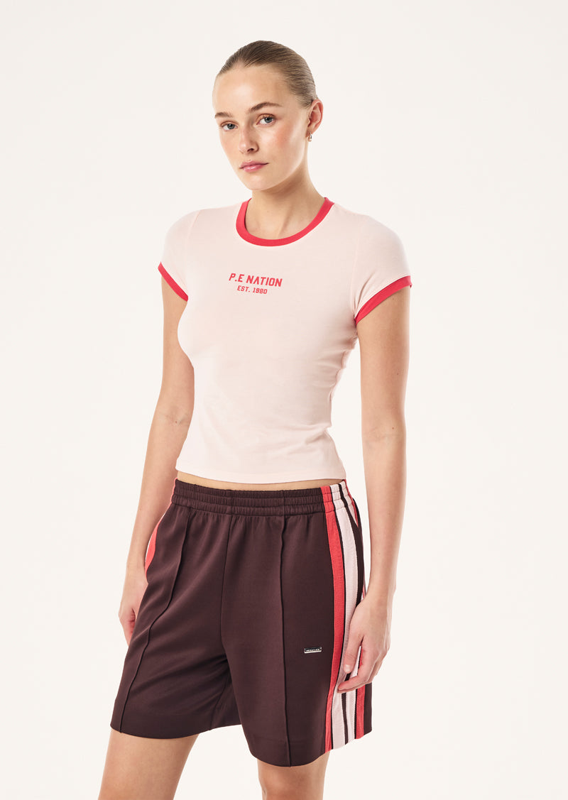 REVEAL BABY TEE IN SOFT PINK BY P.E NATION, WOMEN'S ATHLEISURE BABY TEE