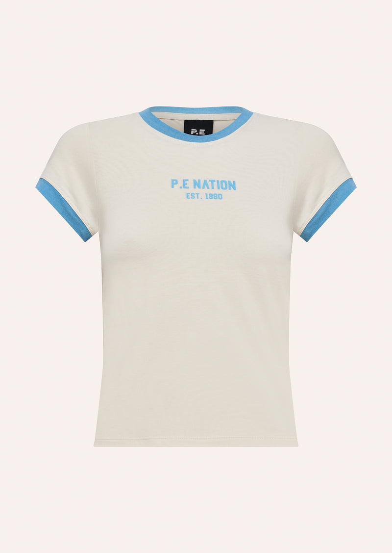 REVEAL BABY TEE IN WHISPER WHITE BY P.E NATION, WOMEN'S ATHLEISURE BABY TEE