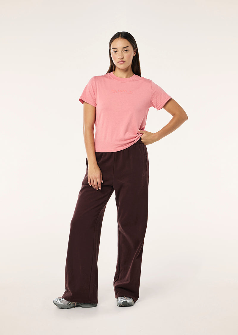 REWIND TEE IN WASHED DUSTY PINK BY P.E NATION WOMENS ATHLEISURE TOP TEE