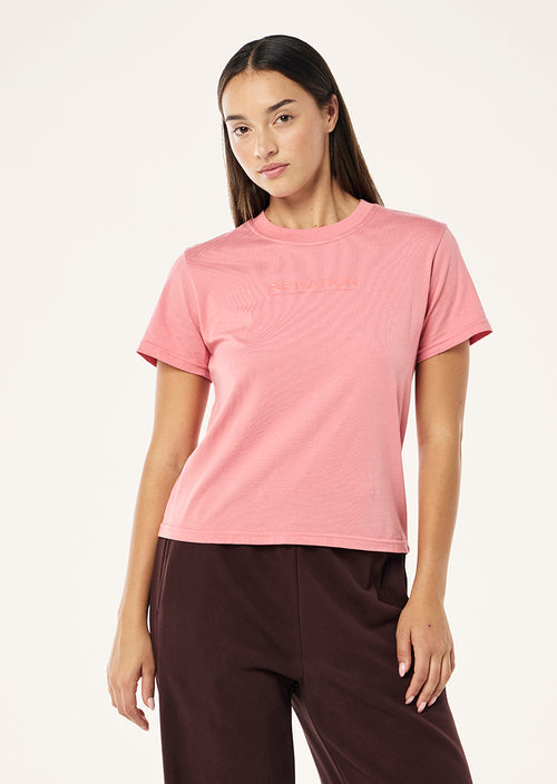 REWIND TEE IN WASHED DUSTY PINK BY P.E NATION