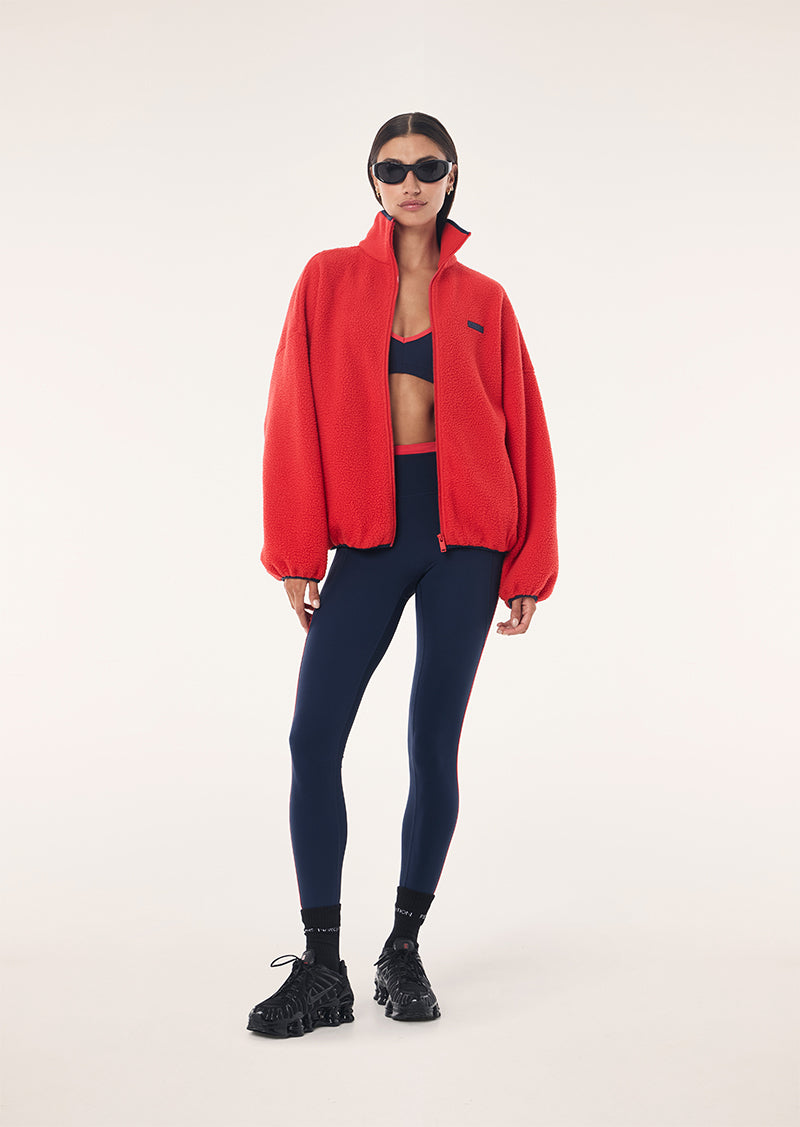 ROTATE SHERPA JACKET IN COLLEGE RED & DARK NAVY