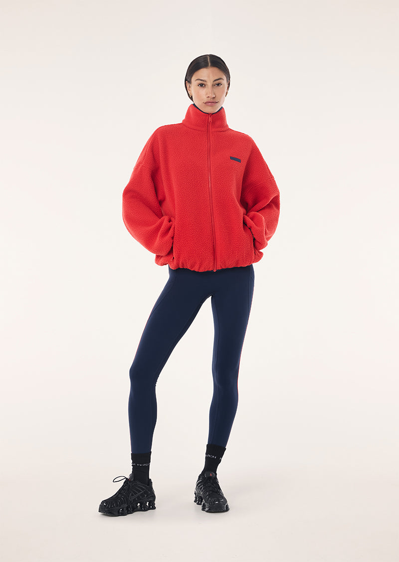 ROTATE SHERPA JACKET IN COLLEGE RED & DARK NAVY